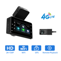 3Inch2K 4Gdashcam with dual lens record wifi gps tracking fit remote live video check on phone 12-24v power supply 4g car camera