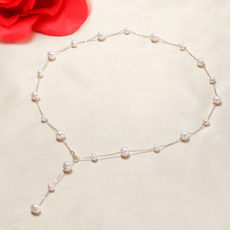 Gypsophila Freshwater Pearl Gradient Size Necklace