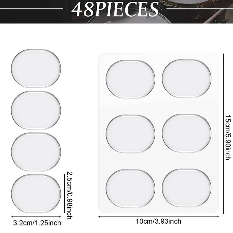 48 Pcs Drum Dampeners Gel Pads Silicone Drum Silencers Soft Drum Dampener Drum Mute Pads Dampening Gel Pad(Transparent)