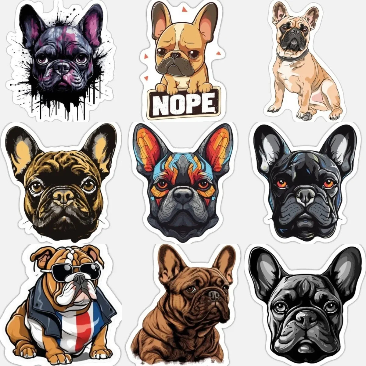 French Bulldog Cute Creative Waterproof Stickers Motorcycle Bicycle Wall Table Fridge Decal Assecories
