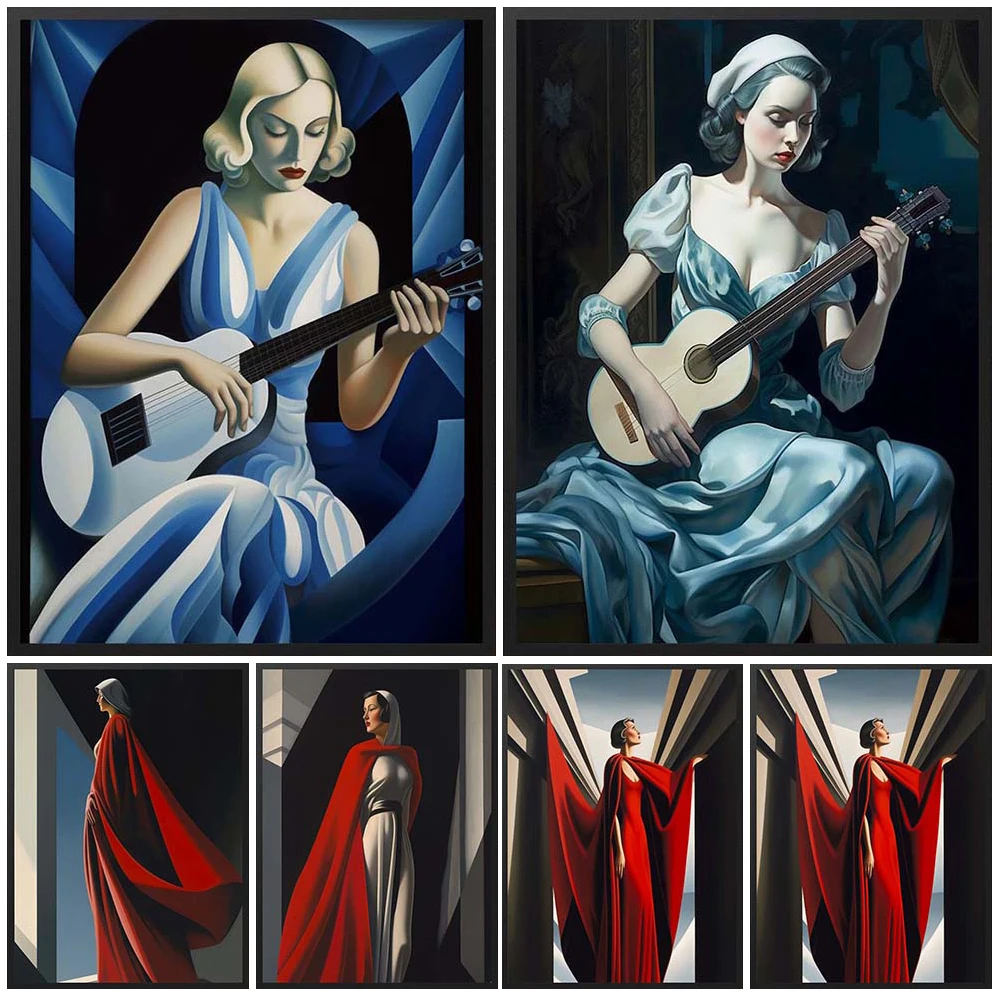 

Cartoon Girl Illustration Woman Portrait Poster Wall Art Canvas Painting Home Decor Wall Pictures For Living Room Unframed