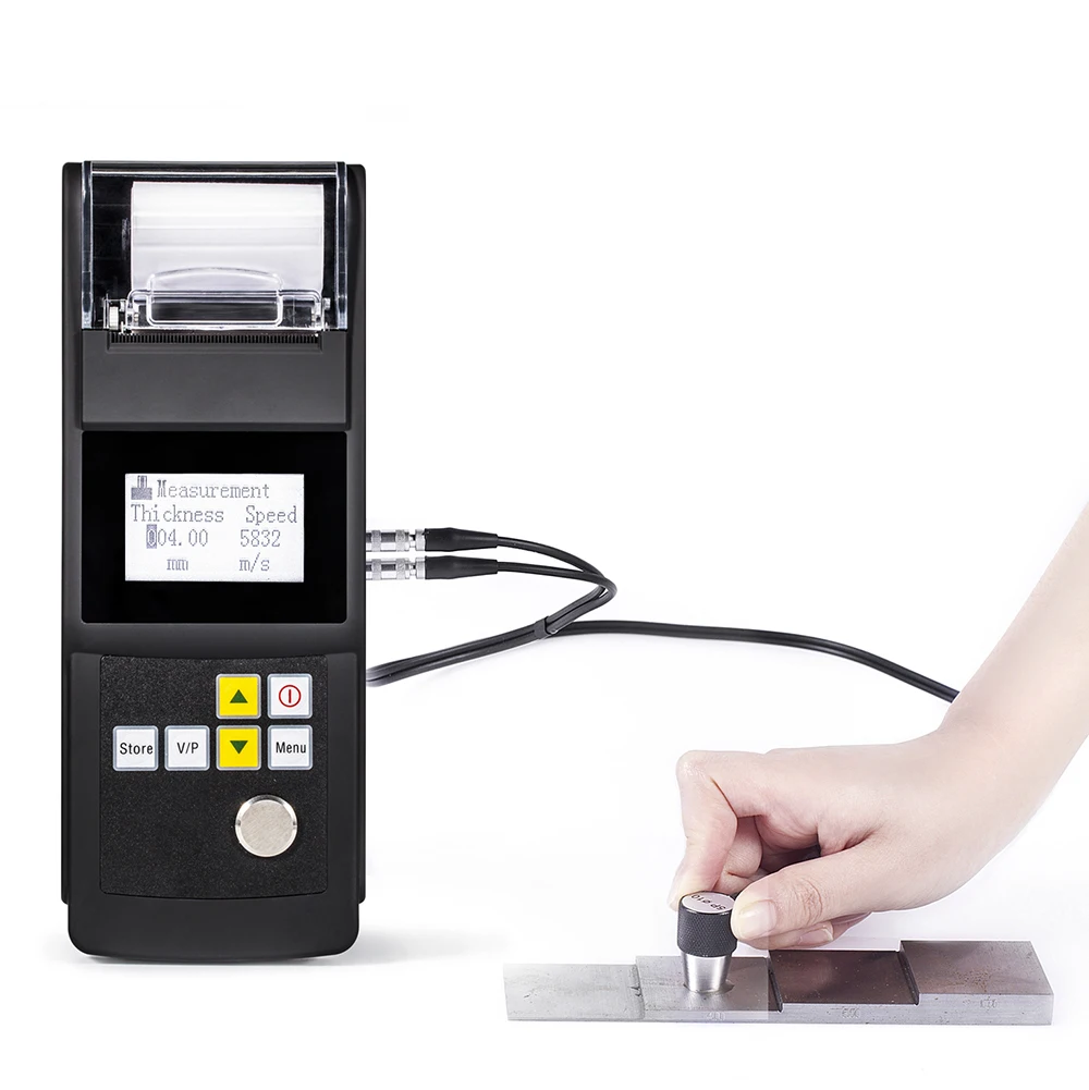 Laboratory Portable Measurement High Precision Digital Display Thickness Meter Anti-vibration Ultrasonic   Black