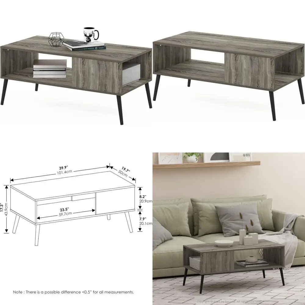 

Large Grey French Oak Century Style Coffee Table with Wooden Legs