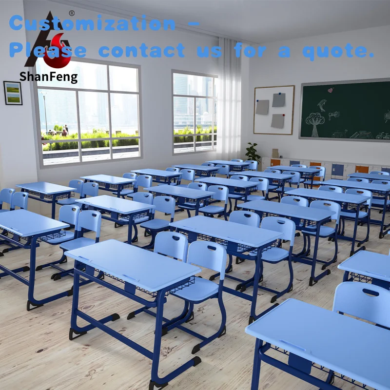 

custom.Ergonomic Kids Study Table and Chair Set 760mm Height School Equipment Students Blue C-Type Desk and Chair