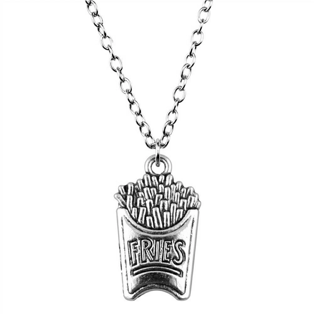 1pcs French Fries Necklace For Girls Men Accessories Jewelry For Woman For You Chain Length 43+5cm