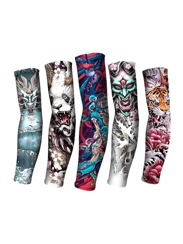 Ice Silk Summer Tattoo Sleeves Golf Sports Sun-proof Cycling Men Cool Personalized Driving Women Fishing Elastic Arm Gloves