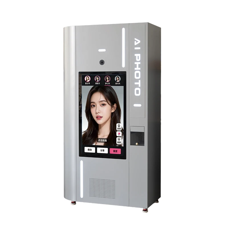 Selfie 32 Inches Touch Screen Self Service Payment Smart Ai Digital Photo Booth Vending Kiosk Instant Photo Printing Kiosk