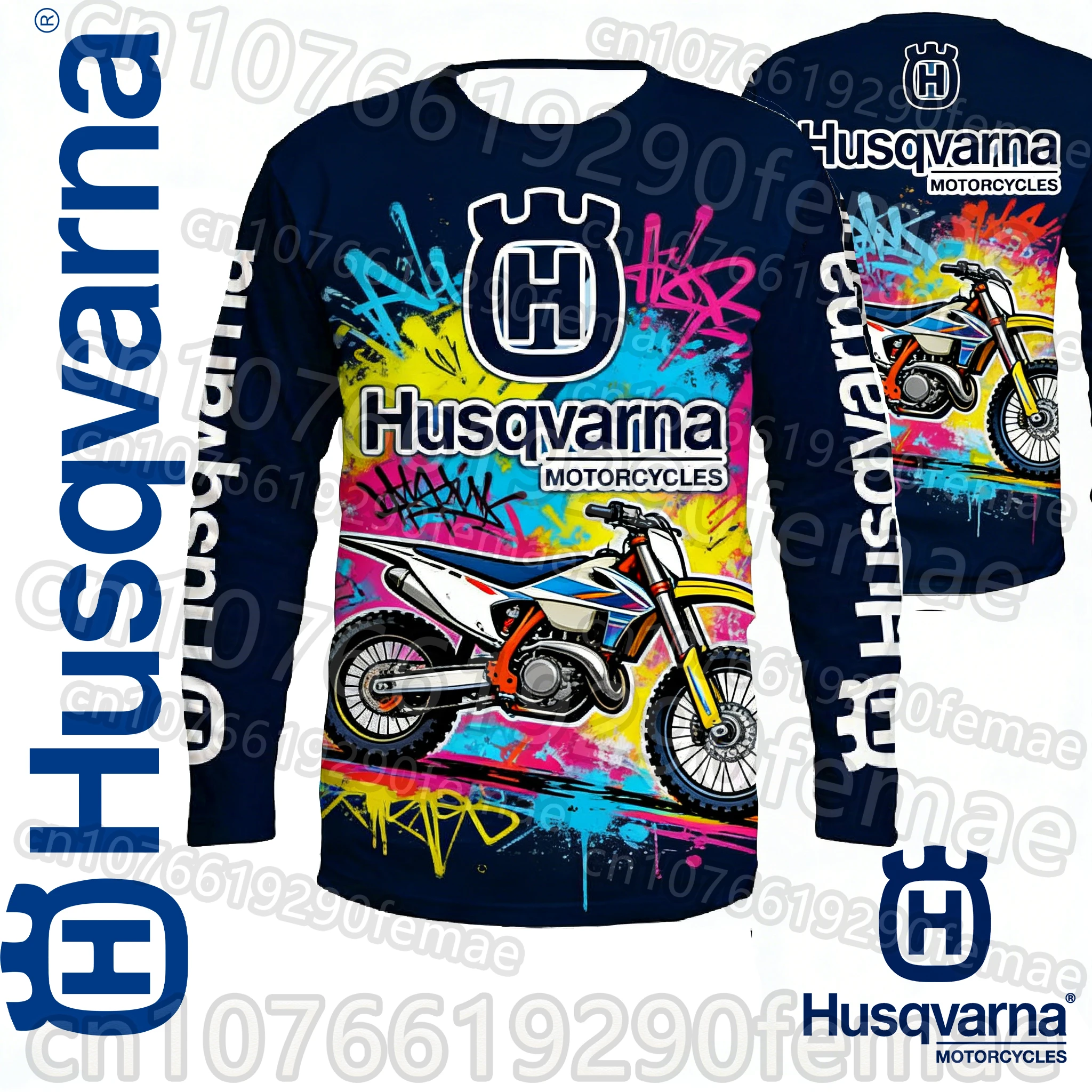 

Men's Fashion Sports T-Shirt 2026 New Spring Summer Husqvarna Print Long Sleeve Motorcycle Riding Casual Top,Versatile DailyWear