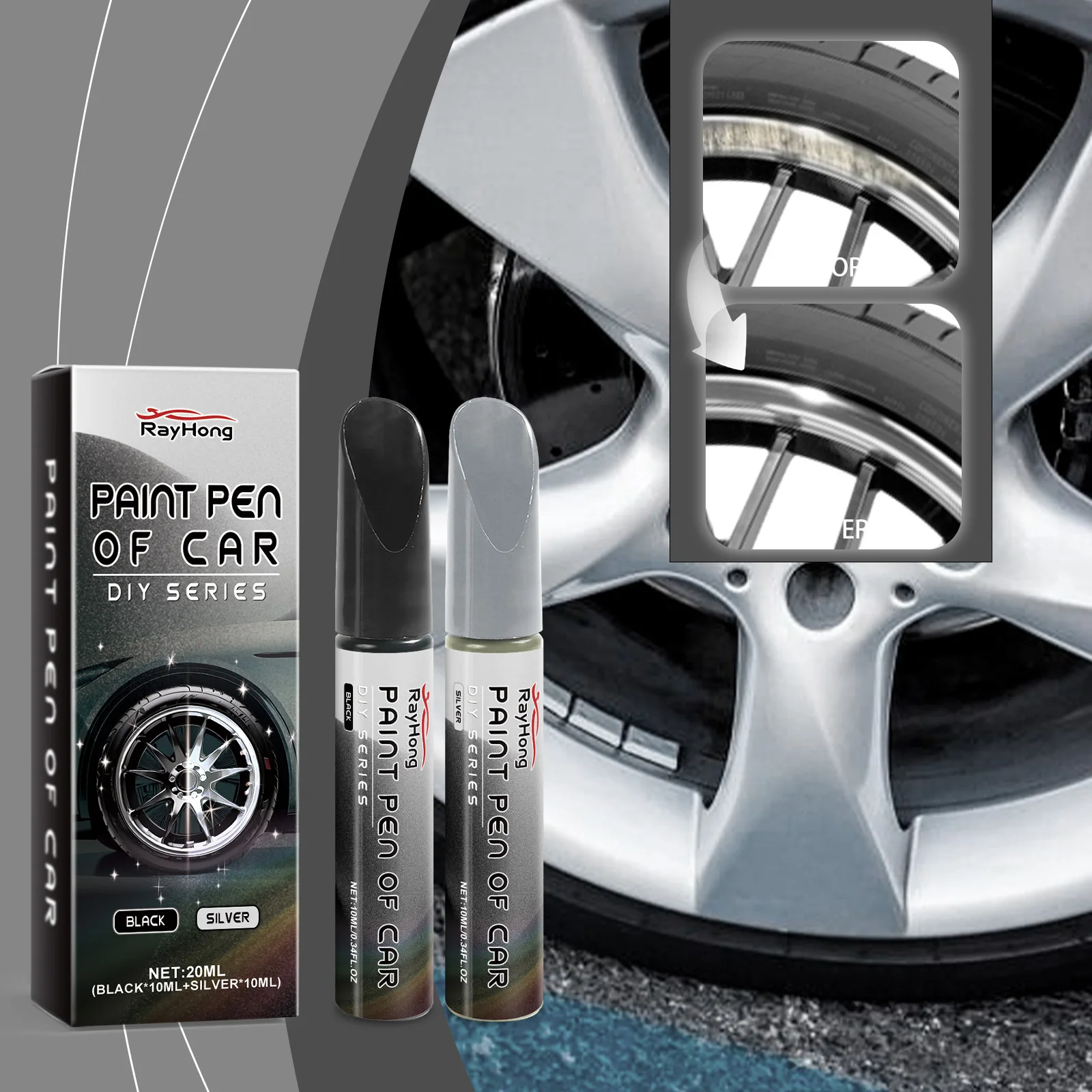 Car Wheel Hub Scratch Repair Pen Wheel Coating Agent Effectively Pprotect The Surface of Metal, Aluminum, and Steel Wheel Rims