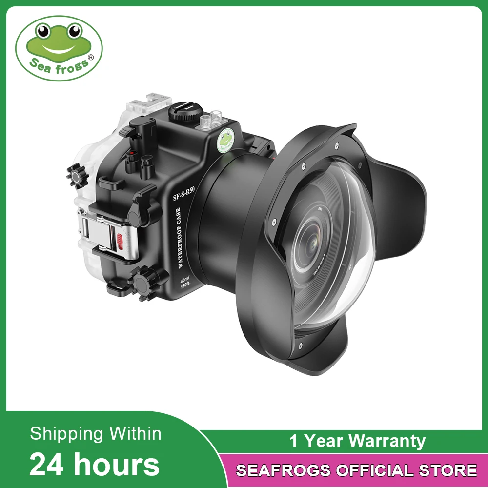 

Seafrogs 40M/130FT Waterproof Camera Housing With Acrylic Dome Port Canon Eos R50 Underwater Surfing Swimming Diving Case