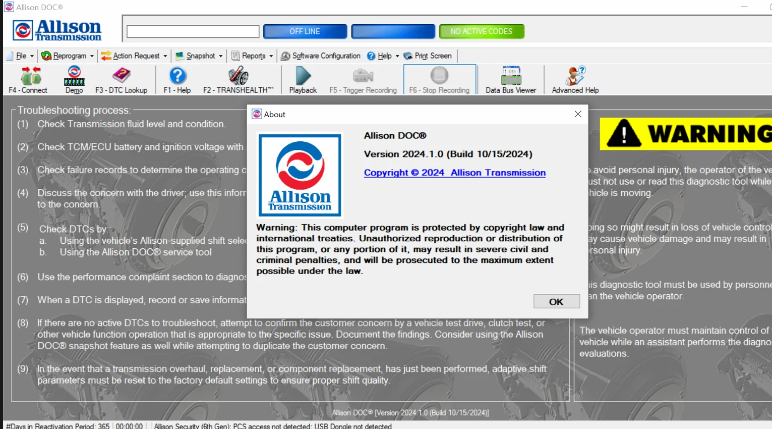 Диагностическое программное обеспечение Allison DOC Premium V2024.11 с файлами данных и программированием поколения 5.