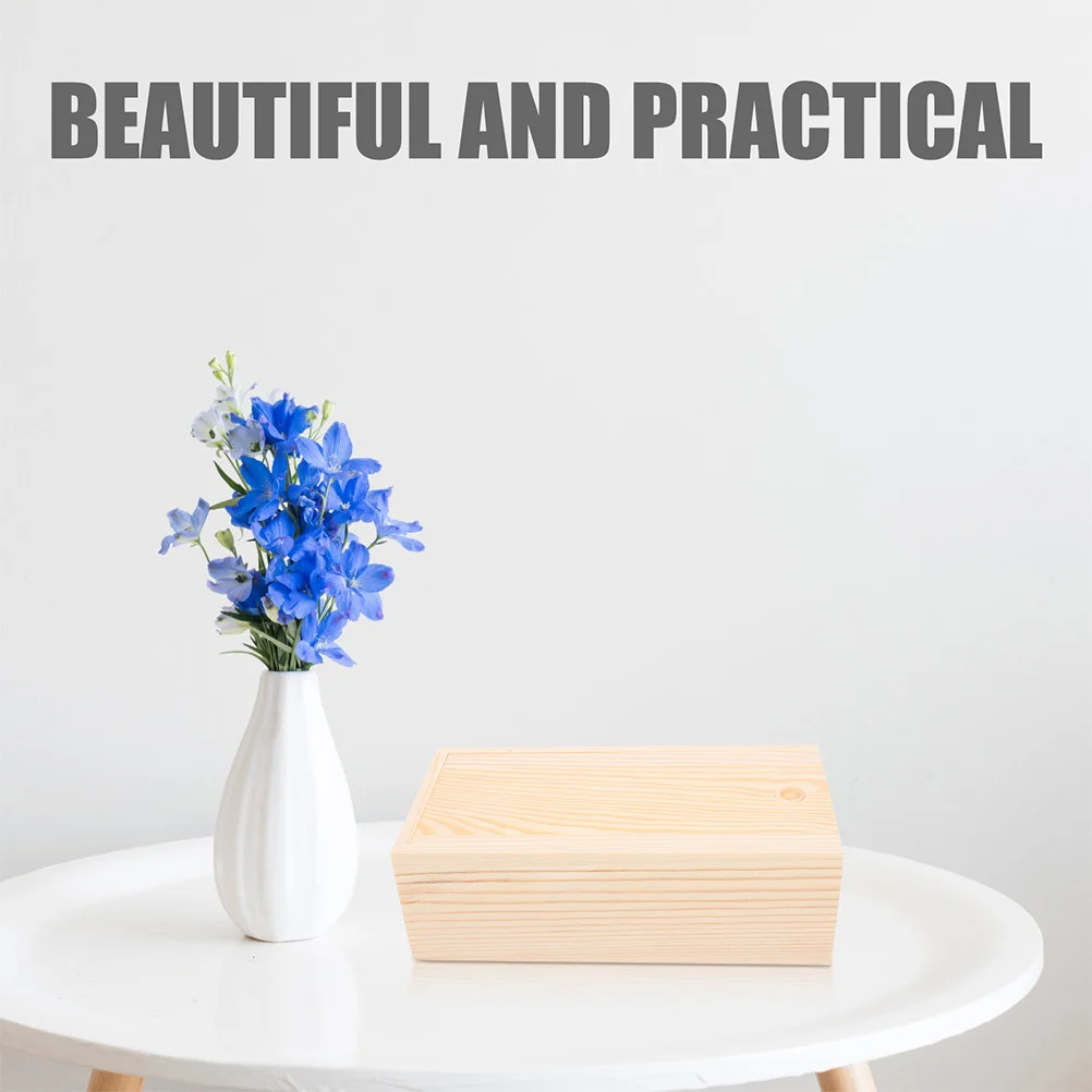 

Unfinished Wood Jewelry Box with Sliding Lid 2pcs Pine Wooden Storage Crate for Crafts Keepsake Cards Decoration