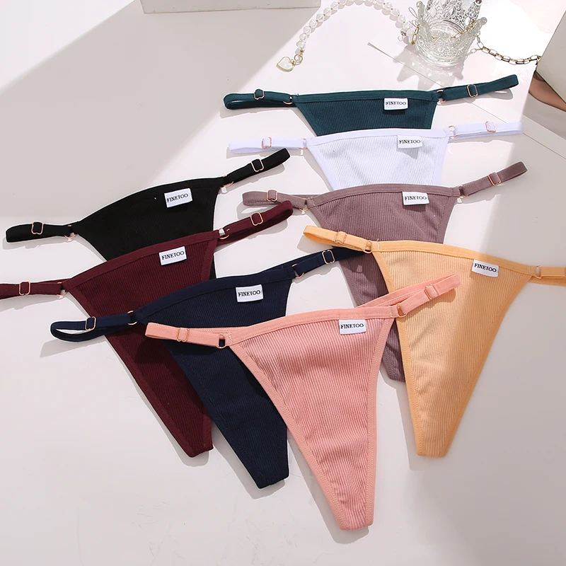 Culotte en coton pour femmes, sexy, solide, tongs, taille basse, ceinture réglable, string, dame, respirant, doux, lingerie S-XL