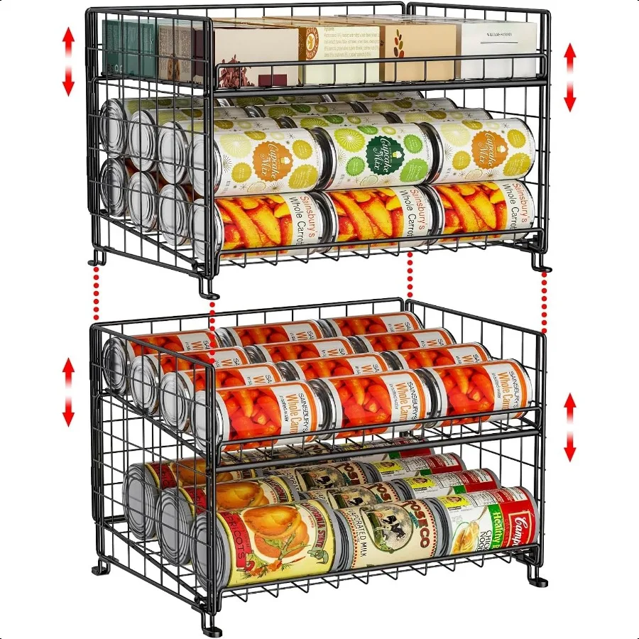 

2Pack Stackable Can Rack Organizer Can Storage for Kitchen Pantry Cabinet Can Holders for Food Multifunctional Can Dispenser fo