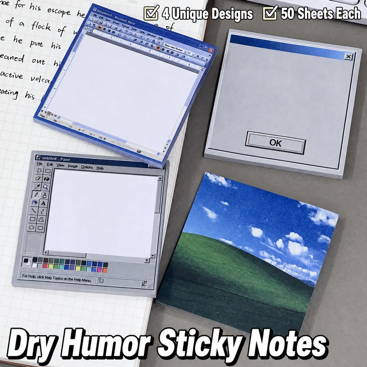50 Sheets Retro Y2K Computer Shape Sticky Notes Adhesive  Note Pads Windows Tearable Memo Paper Diy Scrapbook Office Stationery