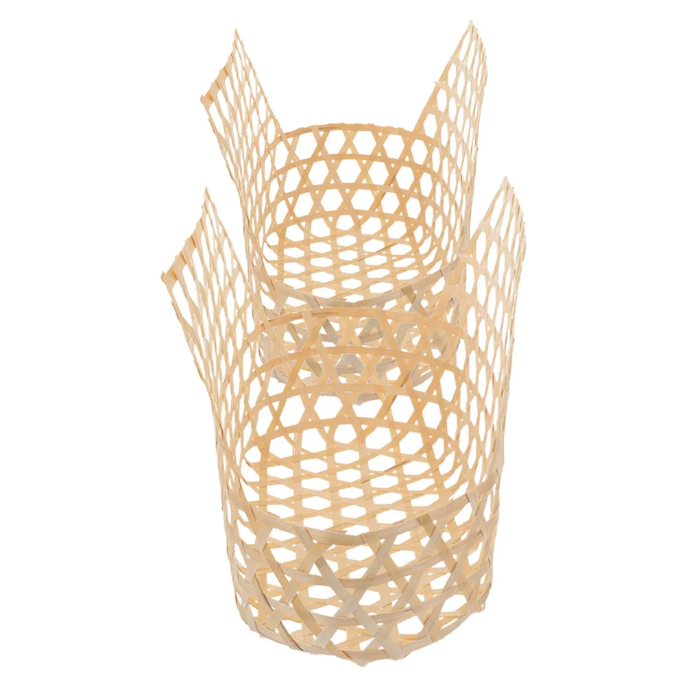 

2pcs Bamboo Decorative Baskets Handwoven for Picnic Camping Gardening Vegetable Fruit Storage Wicker Basket Harvesting Garden