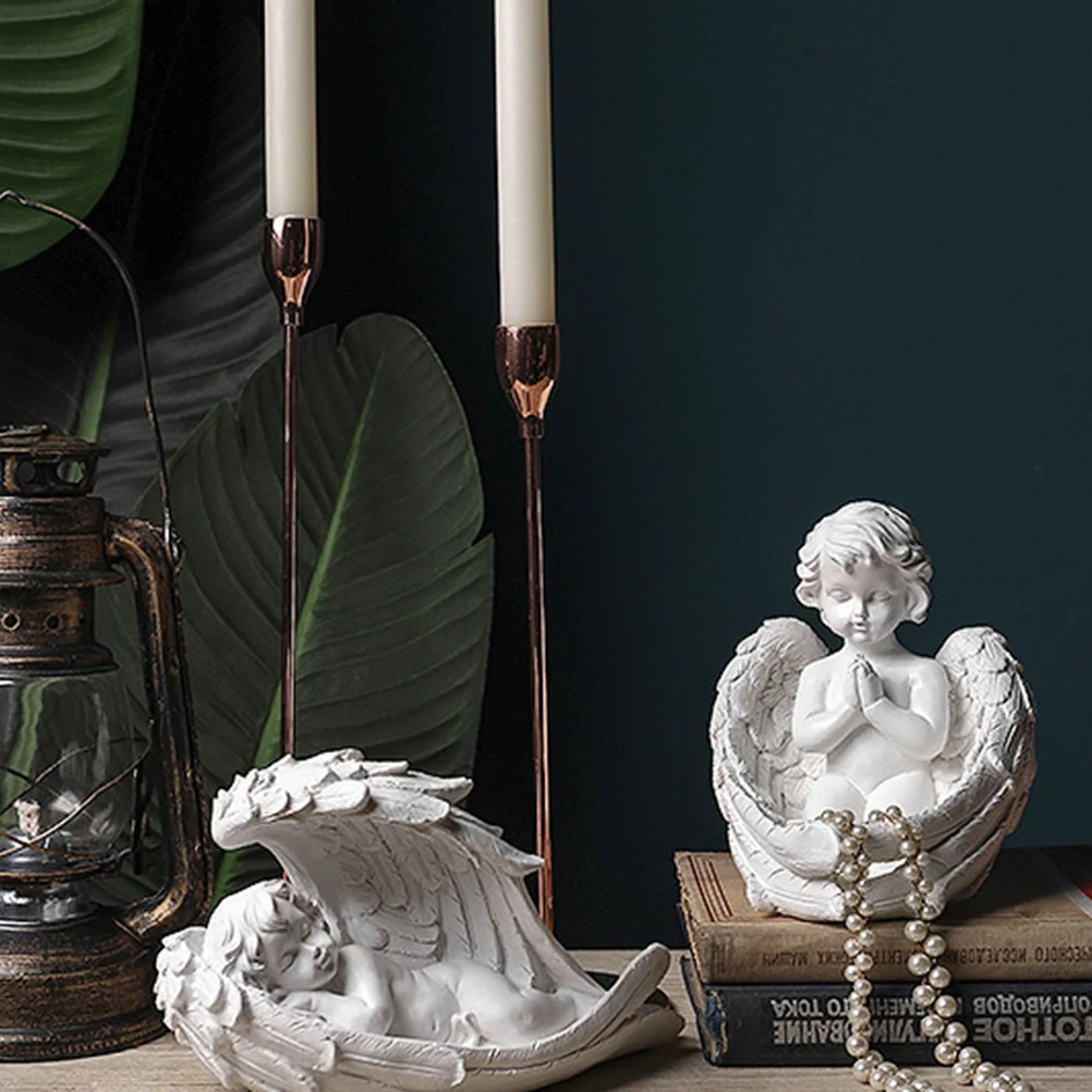 

1Pcs Resin Angel Ornament Vintage Style Prayer Angel Craft for Home Office Decor Aesthetic Photo Prop Desktop Display Gift