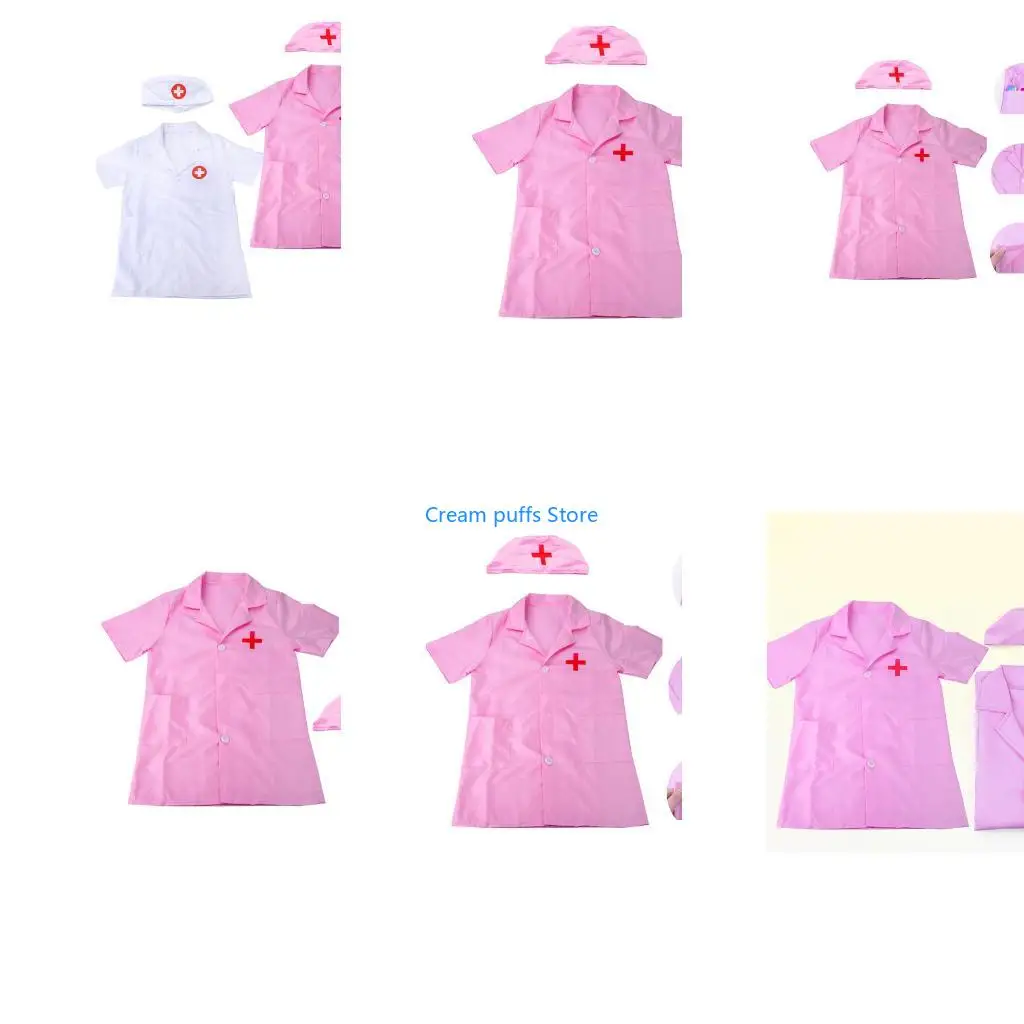 50LE Doctor Role Play Dressing Up Set Doctor Pretend Play Costume with Hat Doctor Coat Set Cosplay Halloween Doctor Costume
