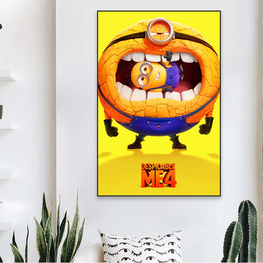 Newest MINISO Minions Poster Disney Funny Cartoon Wall Art Canvas Painting Prints Motivational Family Kids Bedroom Home Decor