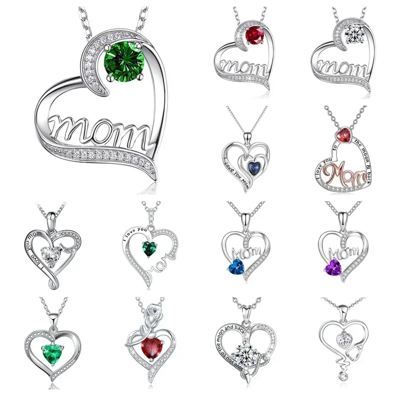 Love Colorful Crystal Zircon Necklace Accessories Attend Banquet Personalized Women's Anniversary Party Jewelry Wholesale