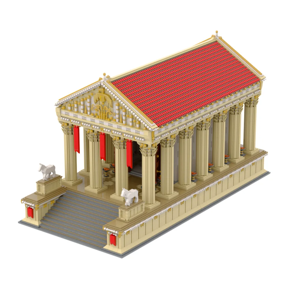 MOC Alte Römische Tempel Modell Bausteine Nimes Pantheon Quadratische Tempel Etruskischen Tempel Kirche Architektur Ziegel Spielzeug Geschenk