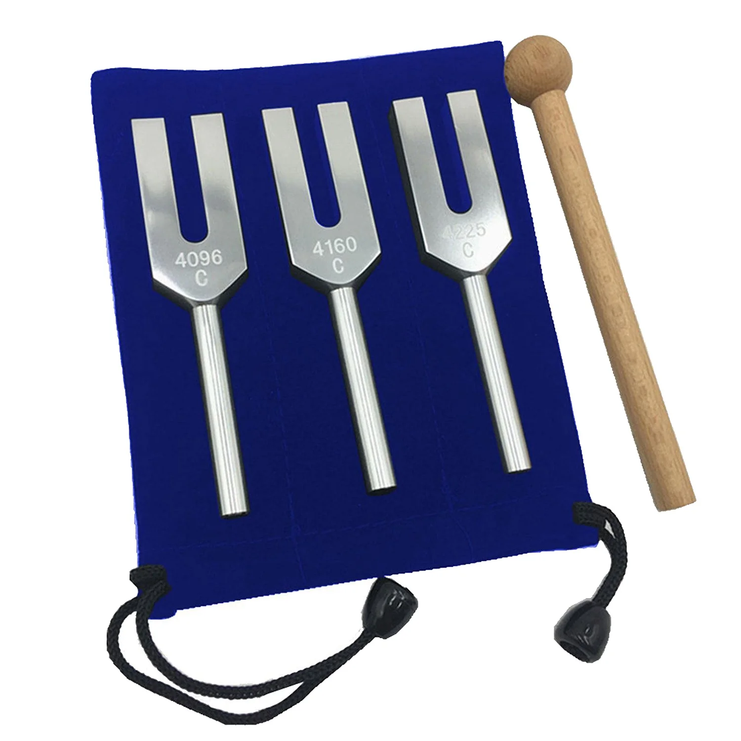 Activity Tuning Forks Set 4096 Hz 4160 Hz 4225 Hz Tuning Forks Set Tuning Fork with Wooden Hammers and Cloth Bag Style 1