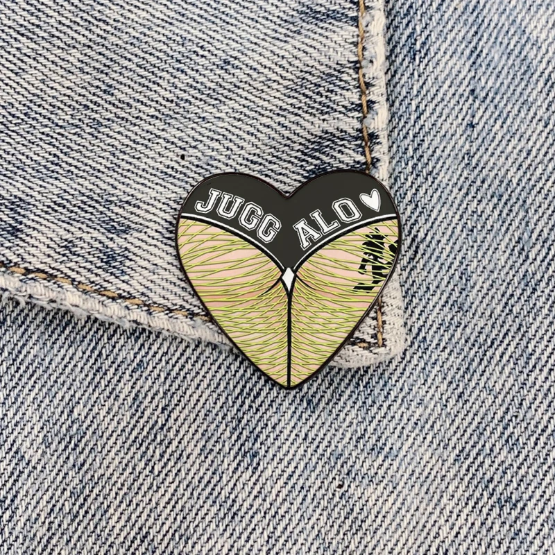 New Fashion Heart-shaped Sexy LGBT Rainbow Color Heart Butt heart metal pin Funny vintage Shirt Lapel Badge pins for Girls