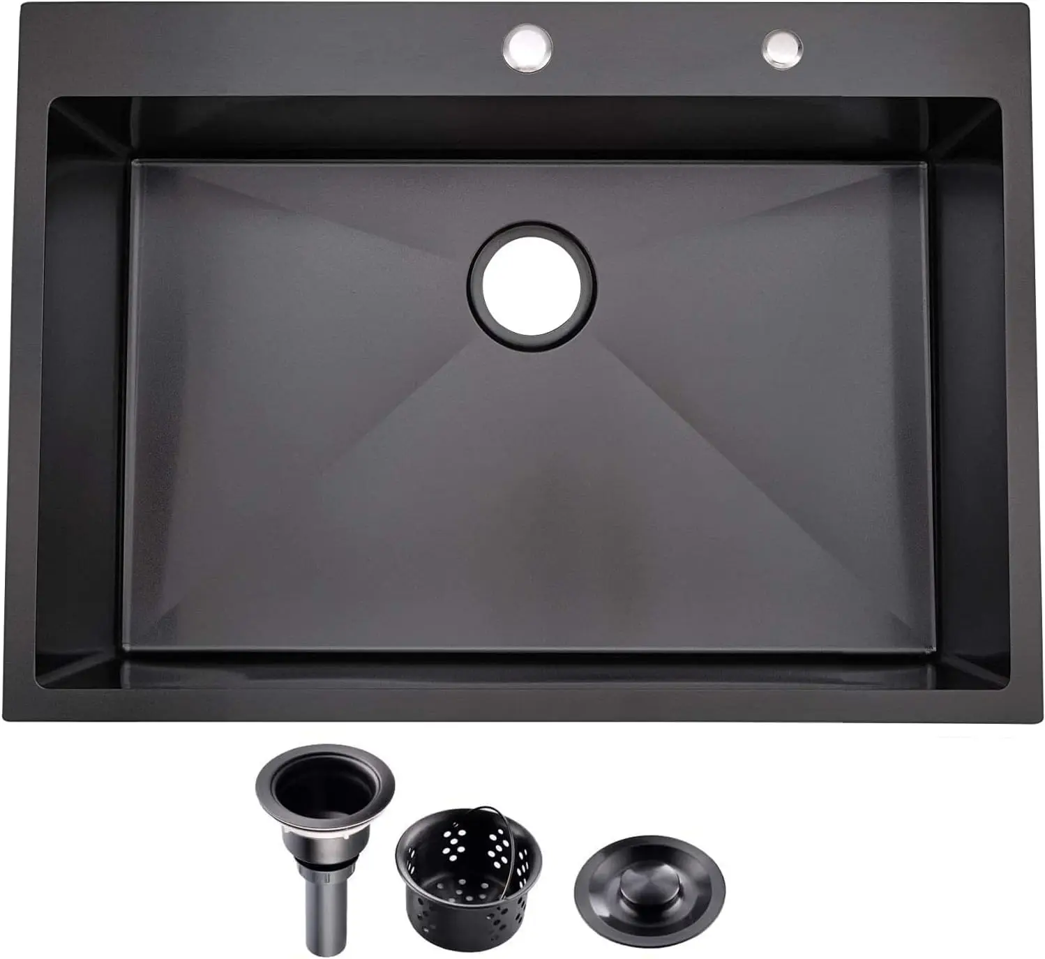 

Кухонная мойка 33x22x9 дюймов, встраиваемая, черная, из нержавеющей стали, цвет оружейной стали, с одной чашей, для рабочей станции/подготовки продуктов