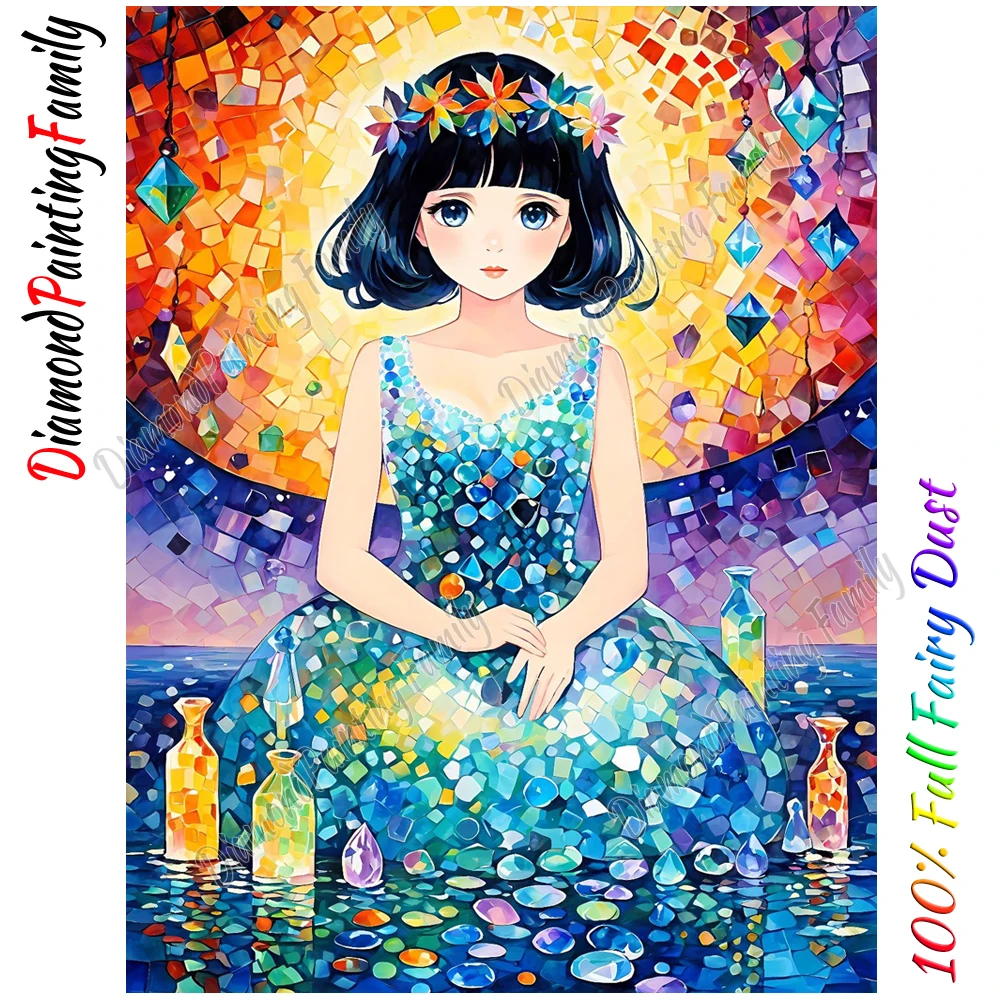 Diamond Painting Family Full Fairy Dust Crystal Resin Diamond Dot Art Drift Bottle Girls AB Drill Embroidery Set Mosaic Painting