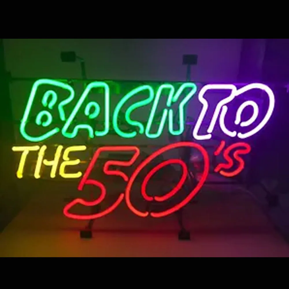 

BACK TO THE 50S Neon Sign Light Custom Handmade Real Glass Tube Store Beer Bar Party Room Decor Display Neon Lamp Gift 19"X15"