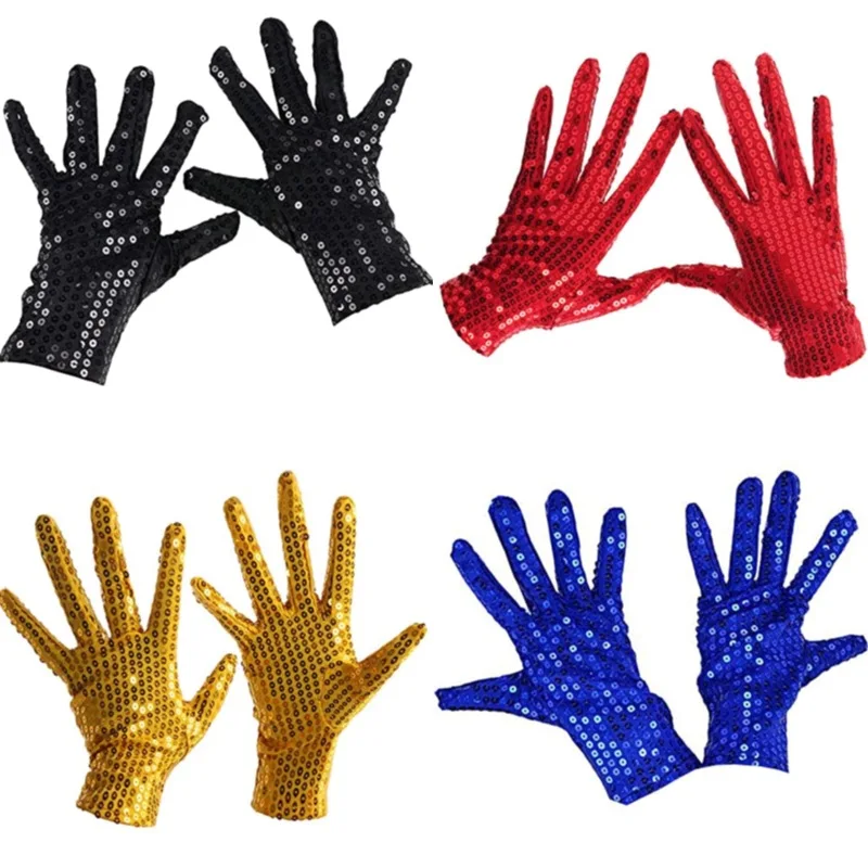 Punk Gothic Fashion Shining Sequins Gloves Women Party Music Festival Magic Stage Performance Halloween Cosplay Adult Mittens