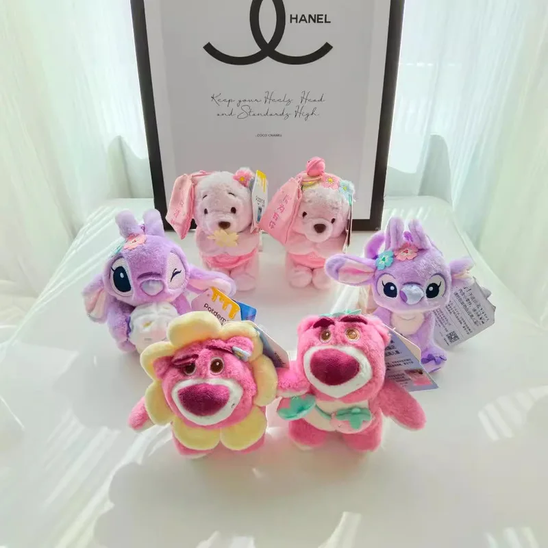 Portachiavi in peluche autentico Disney Kawaii Stitch Angie Portachiavi in peluche con angelo Stitch carino Portachiavi Kawaii Peluche Bambole Ciondolo Regalo per bambini