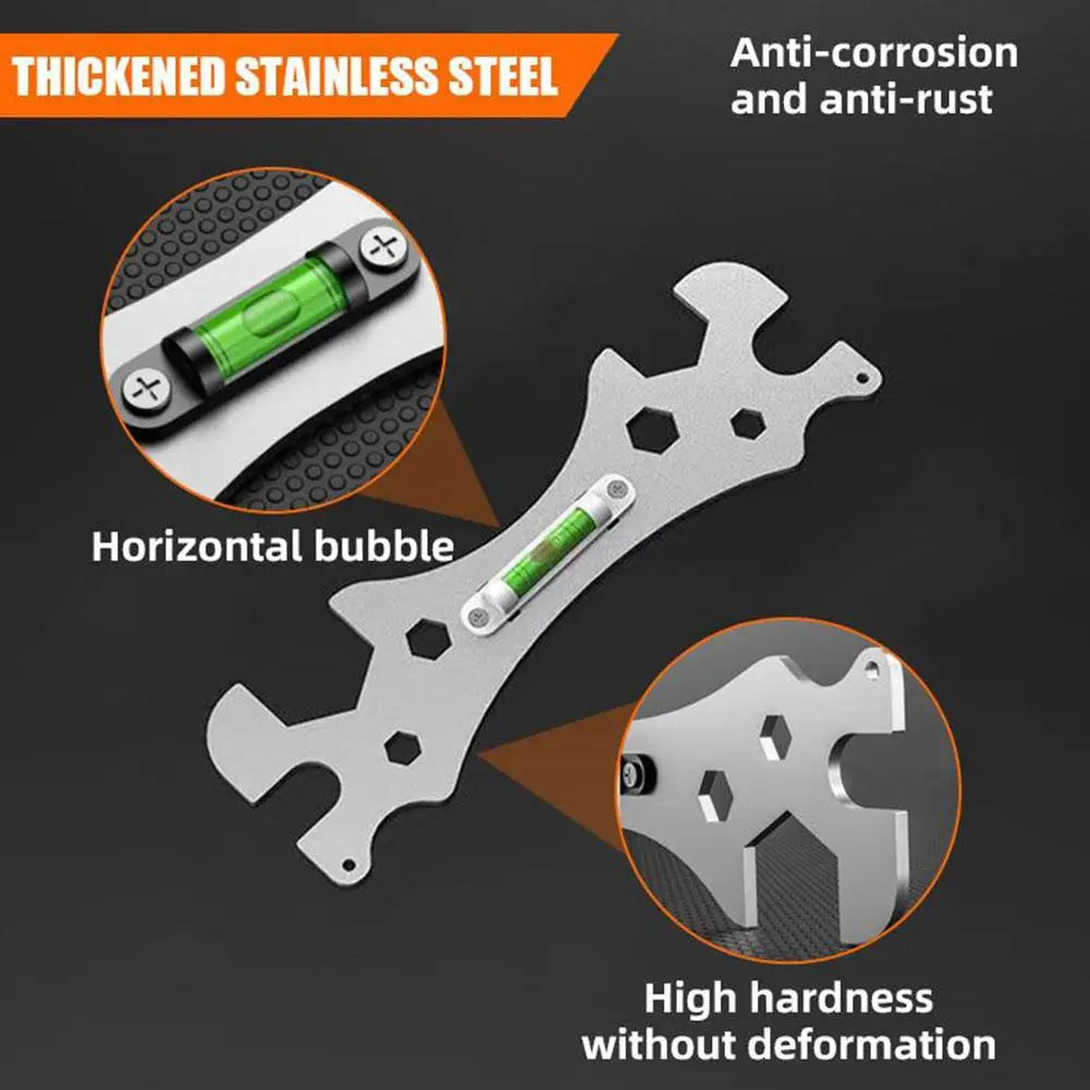 Shower Wrench Level Tool Multifunctional Stainless Steel With Bubble Level Bathroom Angle Wrench For Shower Faucet Installa X3A1