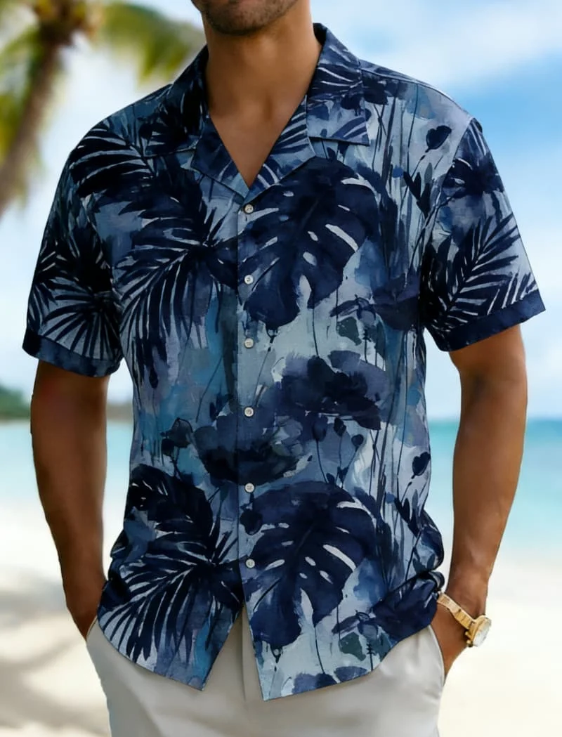 

Мужская рубашка премиум-класса с акварельным цветочным принтом, роскошный повседневный дизайн для летнего отдыха, высококачественная пляжная одежда и стиль для повседневной носки