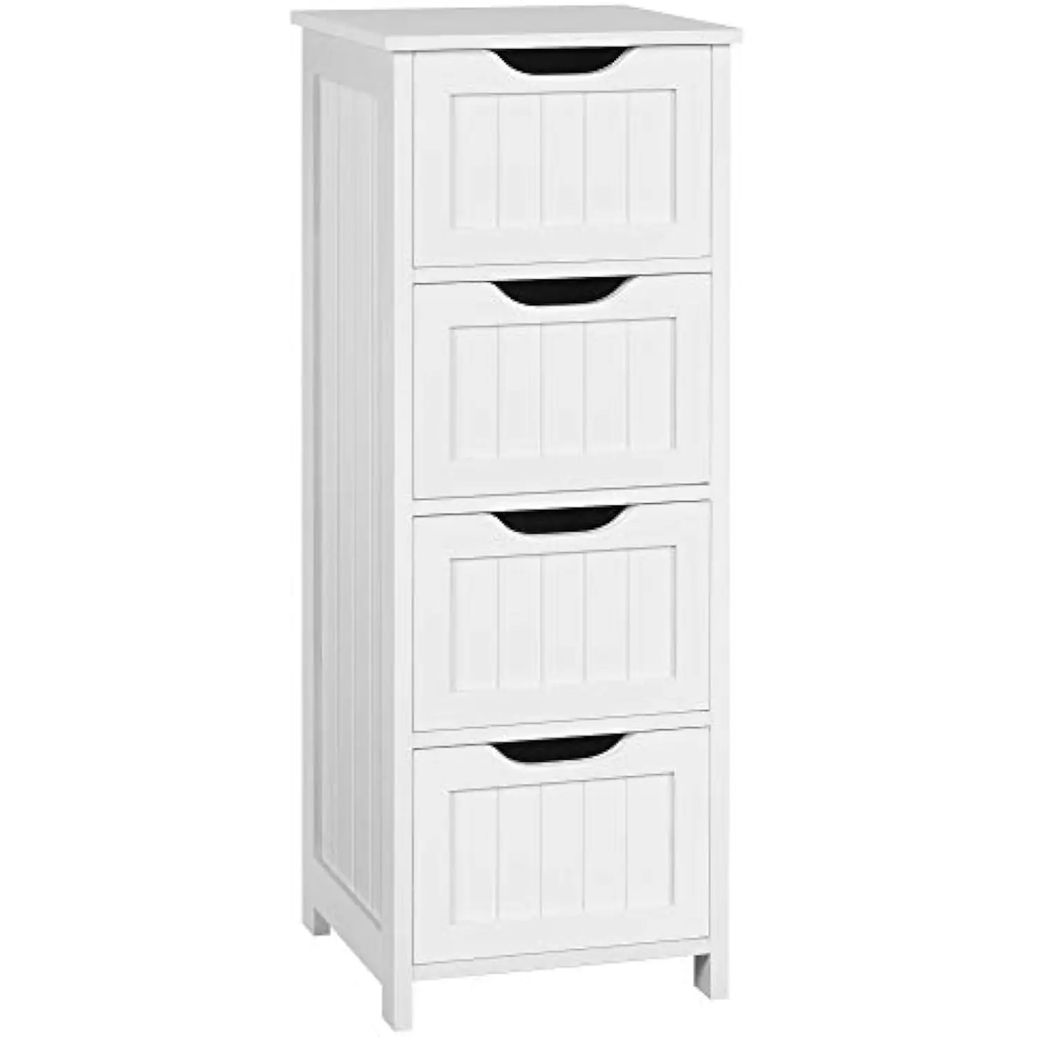 

Bathroom Floor Cabinet, Wooden Side Storage Organizer, 4 Drawers Free-Standing Cabinet for Bathroom/Hallway/Living Room, White