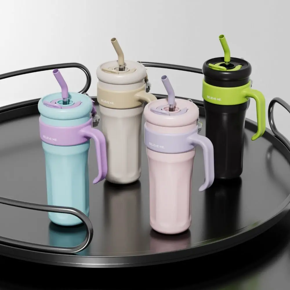 

With Straw Insulated Water Bottle Large Capacity 1.25L Portable Insulation Cup Portable 316 Stainless Steel
