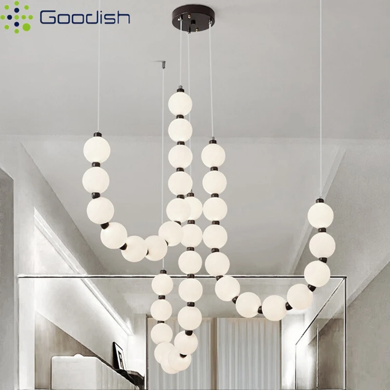 Luxury Modern Minimalist Crystal Bubble Chain string LED Pendant Lights Lustre Lamps for Living Room Home Decoration Chandelier