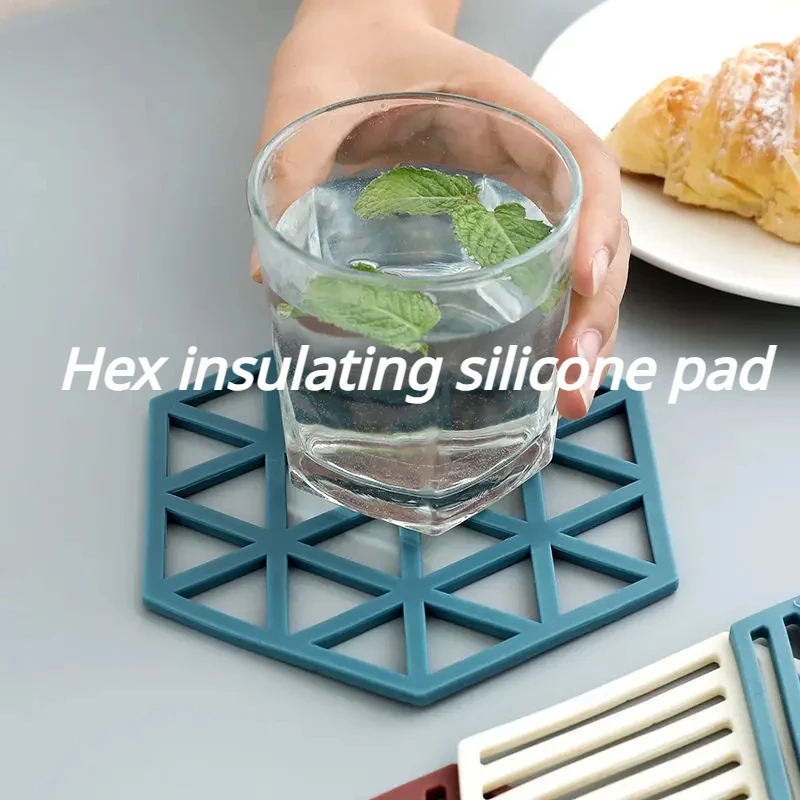 Silicone Mats Pad Insulation Mat Coaster Hexagon Heat-insulated Silicone Tableware Bowl Placemat Home Table Decor Kitchen Tools