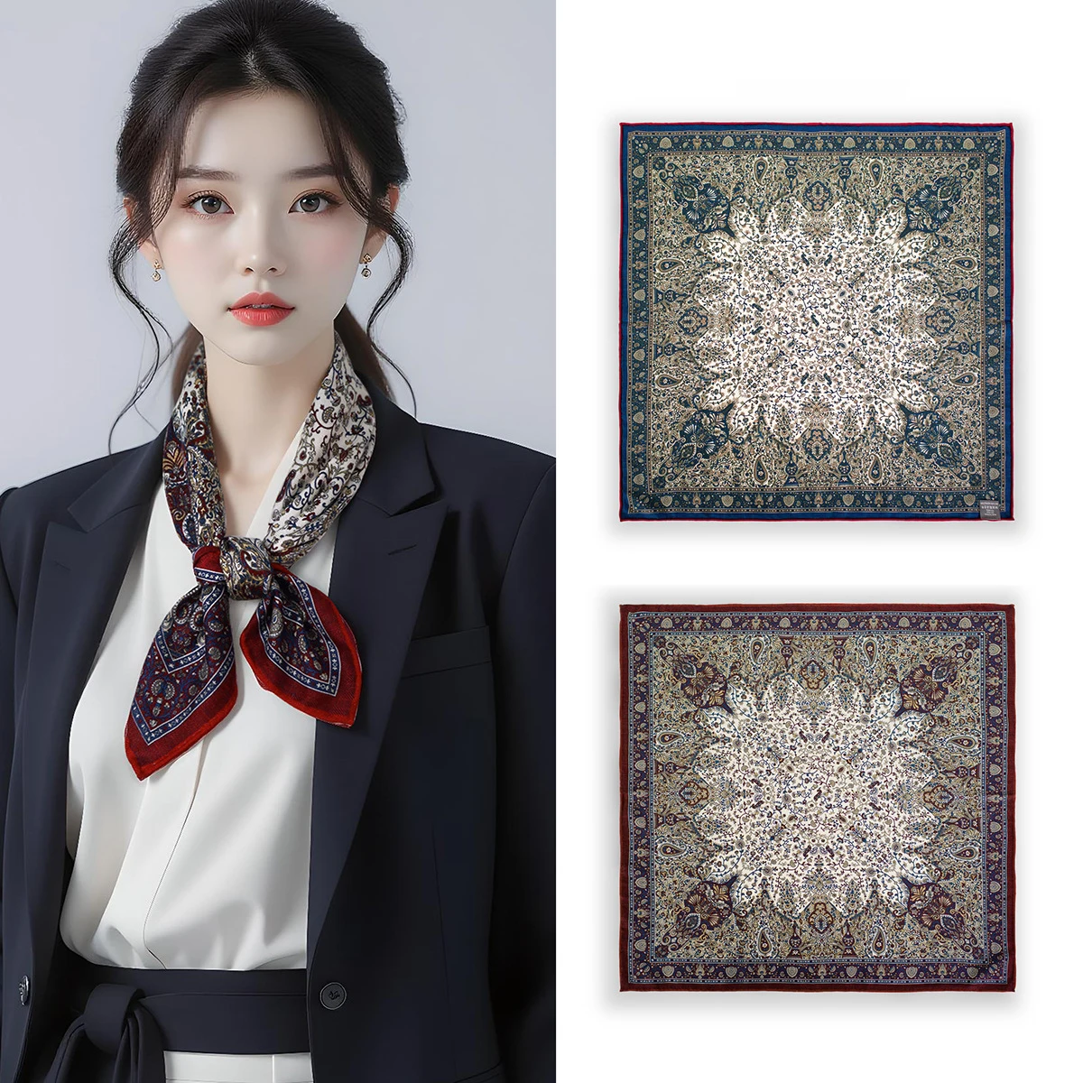 

Two Face Printing Small Head Scarf 65CM Hand Rolled Edges Shawls Luxury Designers Scarves Winter Christmas Lover Gift