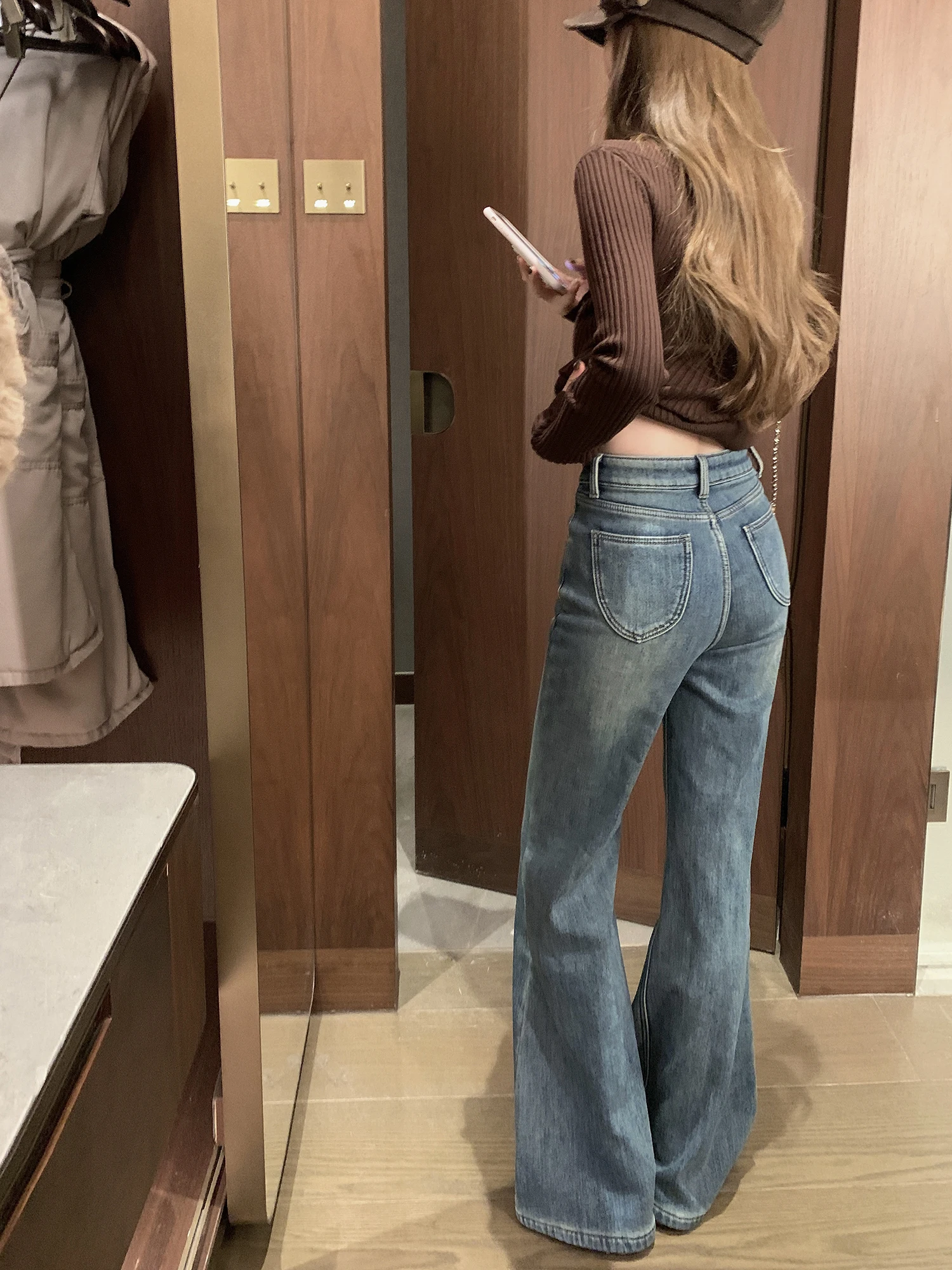 

Джинсы NAYA CHAN Thiened Fce на подкладке в стиле ретро, теплые винтажные женские прямые джинсы с низкой талией, зимняя коллекция