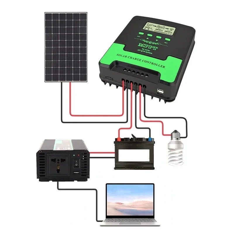 Imagem -03 - Lcd Display Usb Mppt Ferramenta Controlador de Carga Solar 12v 24v Bateria do Painel Solar para Lifepo4 Bateria de Lítio Chumbo-ácido 10a 60a