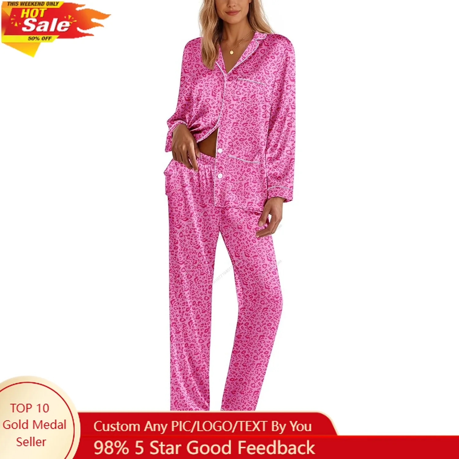 

Ekouaer шелковые пижамы для женщин, классические атласные пижамные комплекты на пуговицах, комплект для отдыха с длинными рукавами