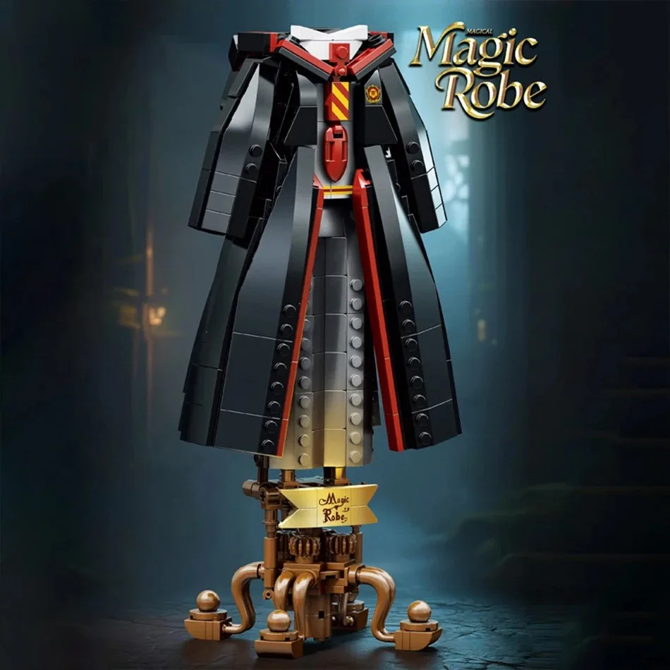 

MOC Magic Academy Uniform Robe Scroll Model Building Block Set, Magician's Staff Weapon Assembled Building Blocks, Christmas, Va