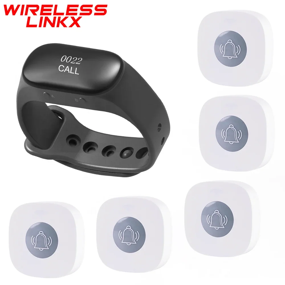 Restaurant Waiter Wristband Pager Breakproof Waterproof Watch Pager Wireless Calling System For Plant Hospital Bar Cafe