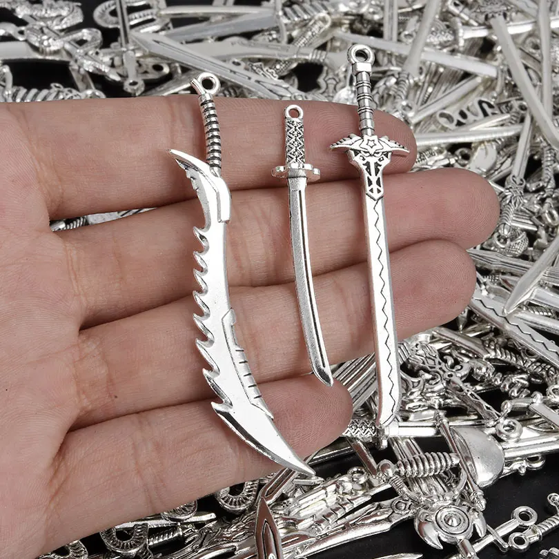 10-50pcs Mix Vintage Sword Design Charms Alloy Knight Sword Weapon Pendants For Diy Bracelet Necklace Jewelry Making Accessories