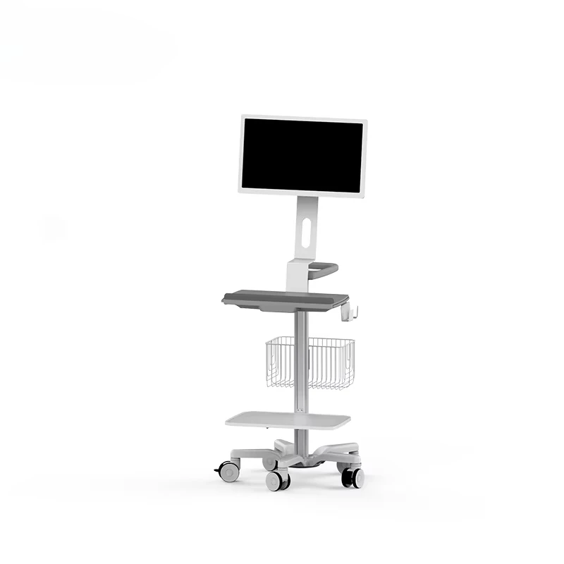 Modern Medical Mobile Computer Workstation Cart Adjustable Stand Aluminum