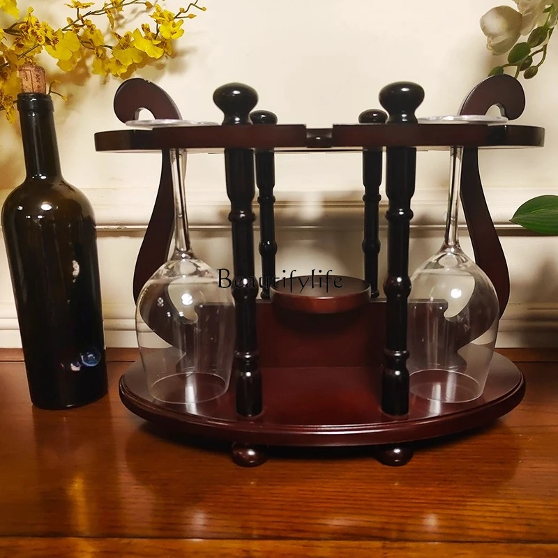

Solid Wood Red Wine Rack European Style Creative Upside Down Wine Glass Rack Living Room Decoration Ornaments