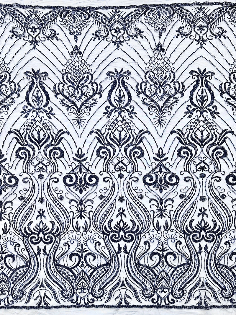 

Tissu africain en dentelle de Tulle à paillettes Orange, tissu français en dentelle de perles nigérianes de luxe pour couture de