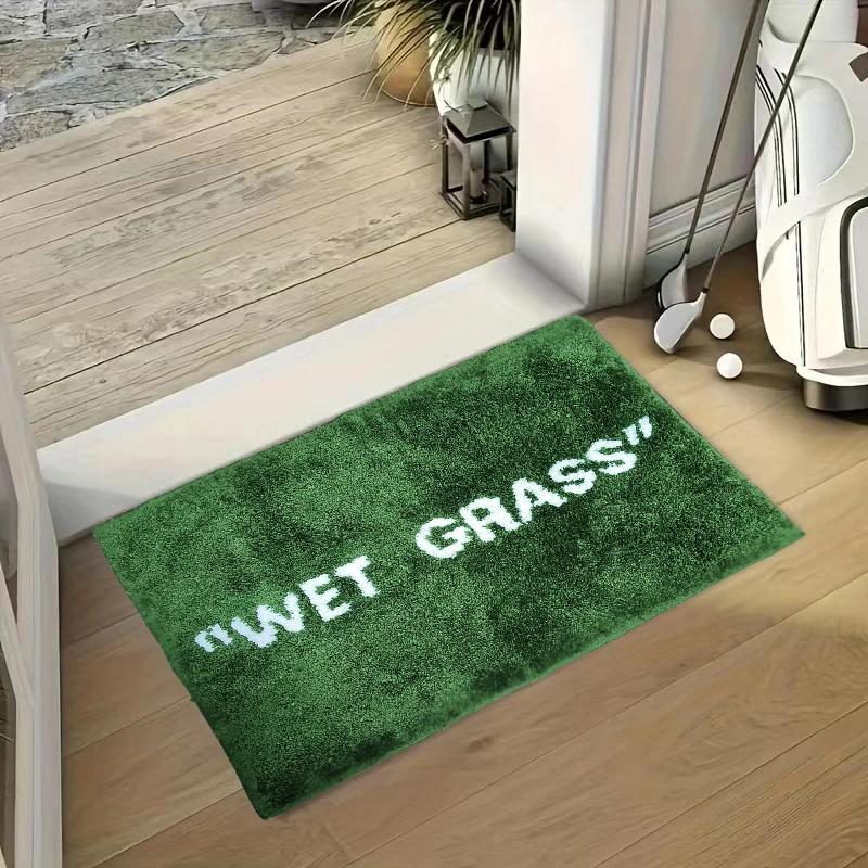 Rug Fashion Brand Wet Grass Doormat Flocking Tufted Living Room Carpet Green Grass Fluffy Plush Lounge Bedroom Bedside Rug