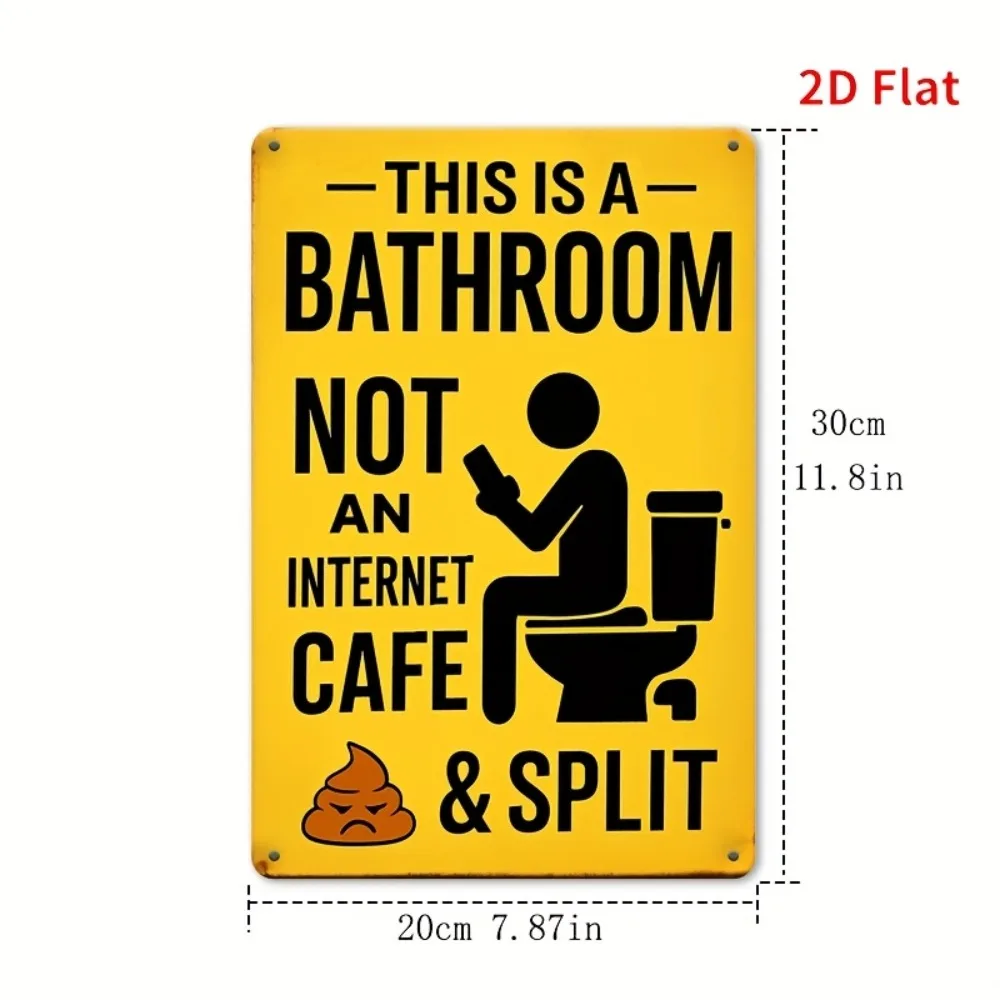 Retro Tin Bathroom Wall Sign 8x12 Inch, 